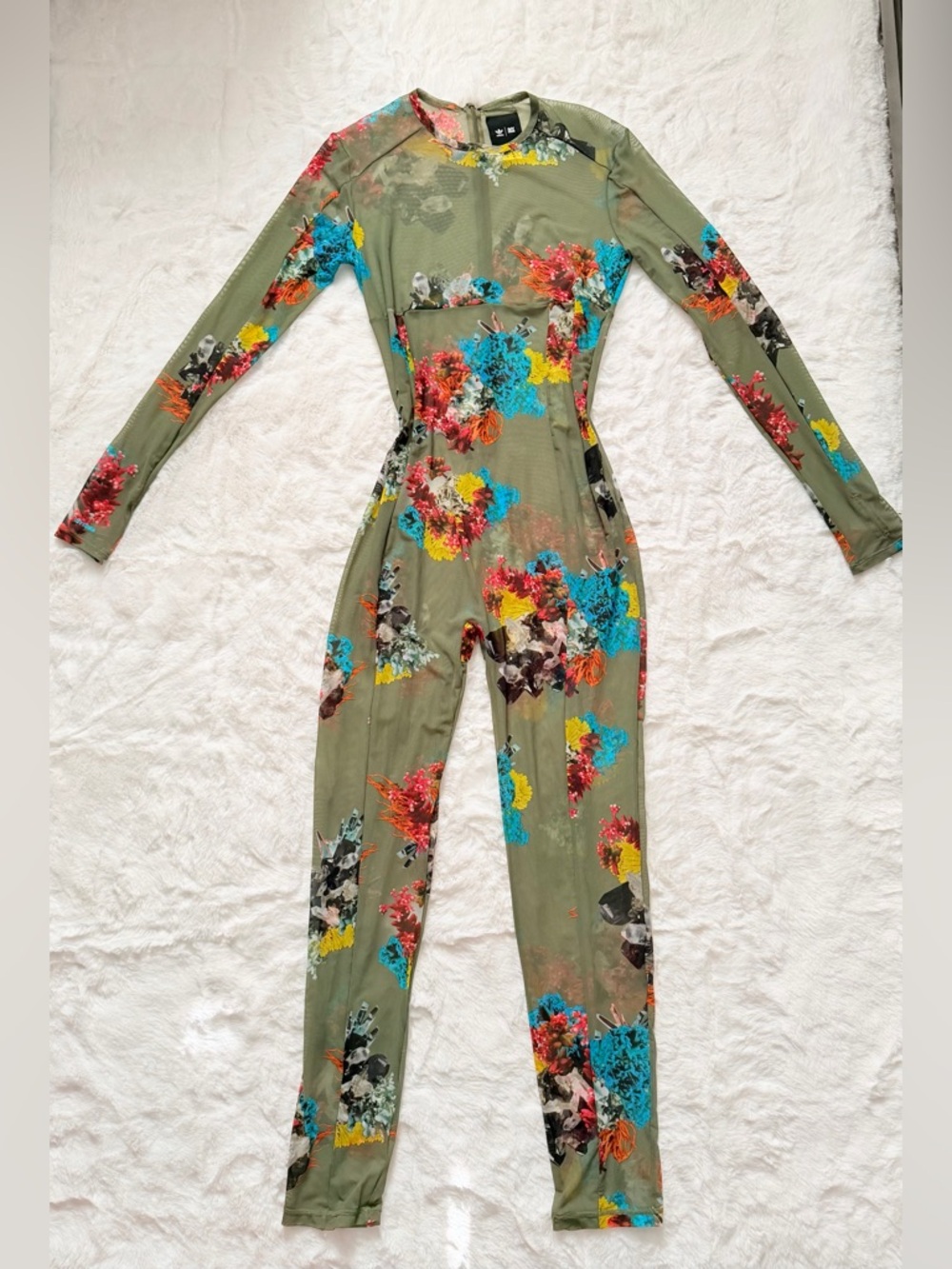 Adidas x Ivy Park Floral Long Sleeve Mesh Jumpsuit | L